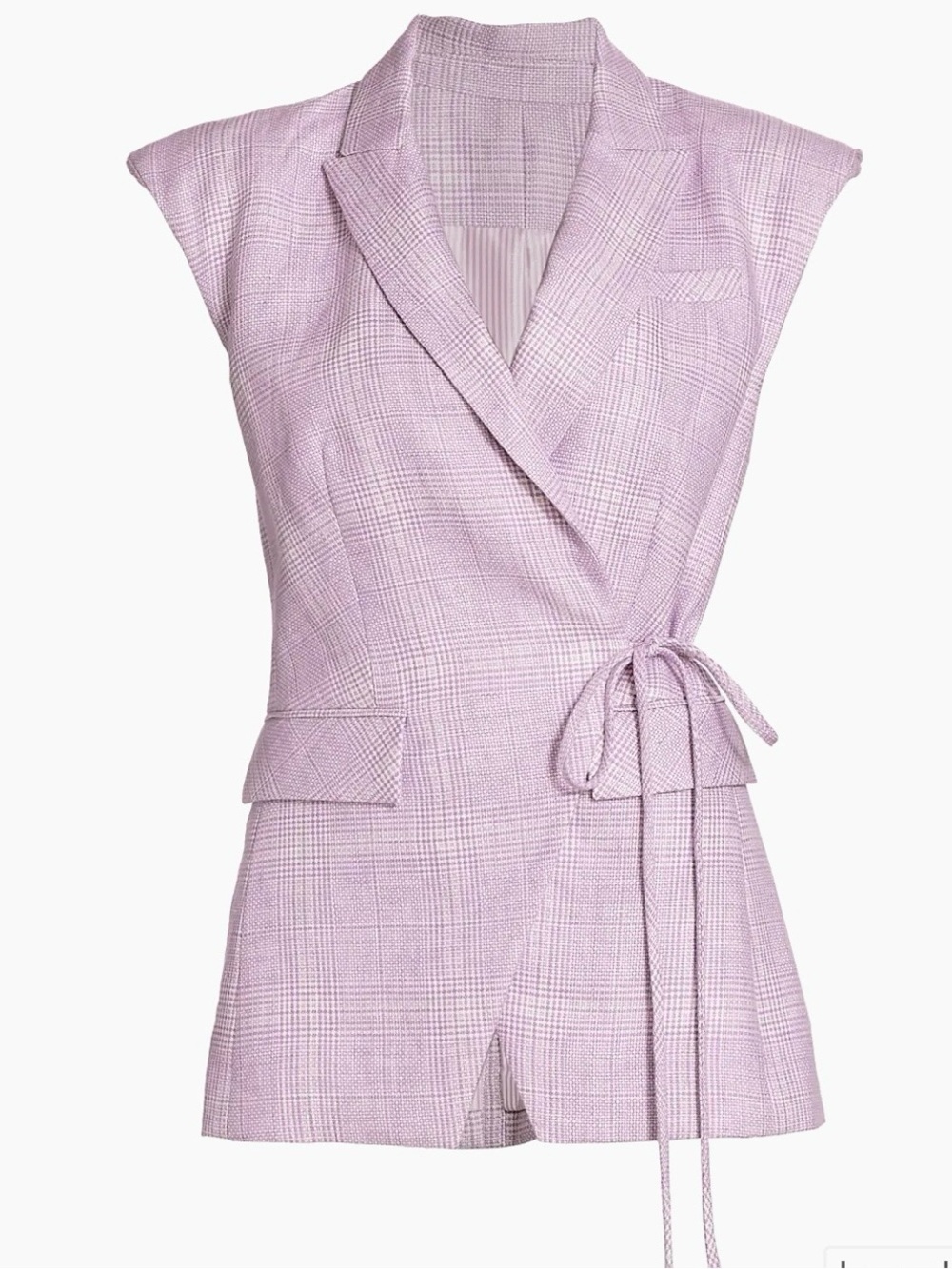 Veronica Beard Lilac Plaid Sleeveless Wrap Blazer Vest